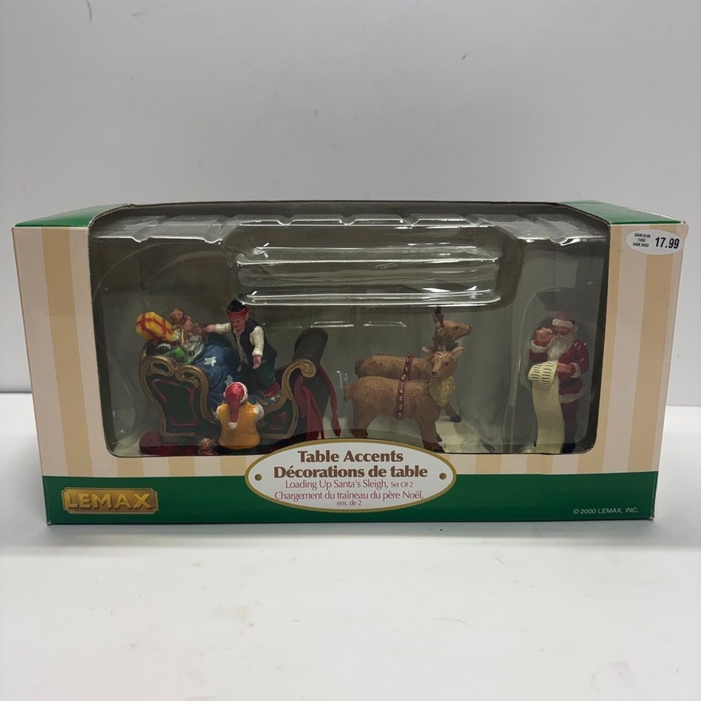 Lemax 03335 Loading Up Santa's Sleigh Set of 2 2000 Retired Christmas Village